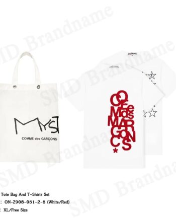 Comme Des Garçons เซ็ทกระเป๋า เสื้อยืดคอกลม รุ่น Tote Bag And T-Shirts Set Code: ON-Z908-051-2-5 (White/Red)