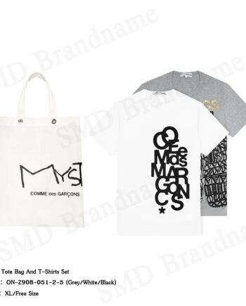 Comme Des Garçons เซ็ทกระเป๋า เสื้อยืดคอกลม รุ่น Tote Bag And T-Shirts Set Code: ON-Z908-051-2-5 (Grey/White/Black)