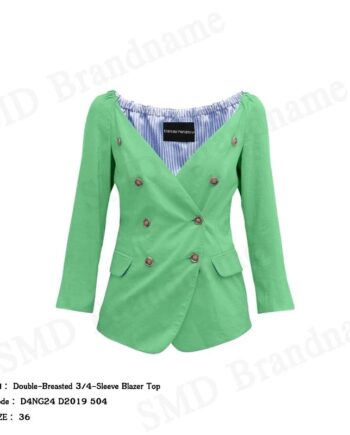 Emporio Armani เสื้อเบลเซอร์ผู้หญิง รุ่น Double-Breasted 3/4-Sleeve Blazer Top Code: D4NG24 D2019 504
