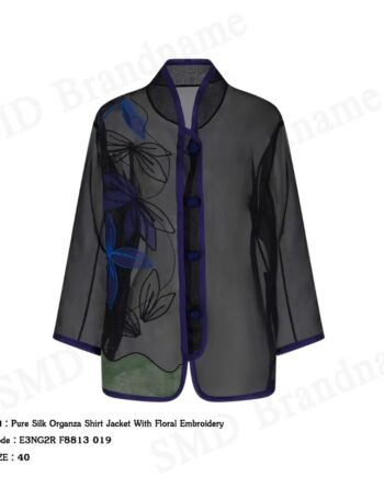 Emporio Armani เสื้อผ้าไหมผู้หญิง รุ่น Pure Silk Organza Shirt Jacket With Floral Embroidery Code: E3NG2R F8813 019