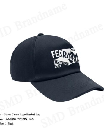 Salvatore Ferragamo หมวกแก็ป รุ่น Cotton Canvas Logo Baseball Cap Code: 560087 776227 140