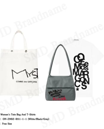 Comme Des Garçons เซ็ทกระเป๋า เสื้อยืดผู้หญิง รุ่น Tote Bag And T-Shirts Set Code: ON-Z902-051-1-1 (White/Black/Grey)