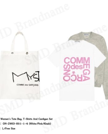 Comme Des Garçons เซ็ทกระเป๋าผู้หญิง รุ่น Tote Bag, T-Shirts And Cardigan Set Code: ON-Z903-051-1-4 (White/Pink/Khaki)