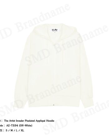Play Comme des Garçons เสื้อสเวตเตอร์ผู้ชาย รุ่น The Artist Invader Pixelated Appliqué Hoodie Code: AZ-T334 (Off-White)