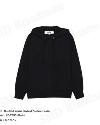 Play Comme des Garçons เสื้อสเวตเตอร์ผู้หญิง รุ่น The Artist Invader Pixelated Appliqué Hoodie Code: AZ-T333 (Black)