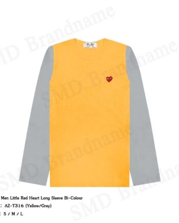 Play Comme des Garçons เสื้อยืดแขนยาวผู้ชาย รุ่น Men Little Red Heart Long Sleeve Code: AZ T316 051 2 2 (Yellow/Grey)