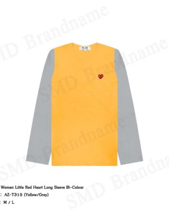 Play Comme des Garçons เสื้อยืดแขนยาวผู้หญิง รุ่น Women Little Red Heart Long Sleeve Code: AZ T315 051 5 3 (Yellow/Grey)