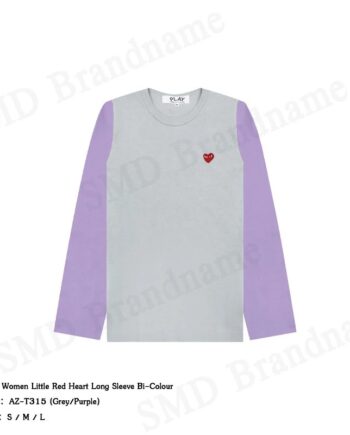 Play Comme des Garçons เสื้อยืดแขนยาวผู้หญิง รุ่น Women Little Red Heart Long Sleeve Code: AZ T315 051 3 1 (Grey/Purple)