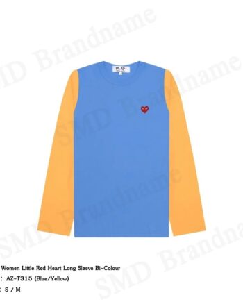 Play Comme des Garçons เสื้อยืดแขนยาวผู้หญิง รุ่น Women Little Red Heart Long Sleeve Code: AZ T315 051 1 1 (Blue/Yellow)
