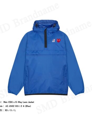 Play Comme des Garçons x K-Way เสื้อแจ็คเก็ตผู้ชาย รุ่น Men CDG x K-Way Leon Jacket Code: AZ J502 051 2 4 (Blue)