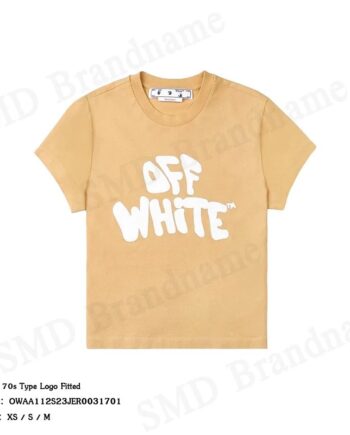 Off-White เสื้อยืดคอกลมผู้หญิง รุ่น 70s Type Logo Fitted Code: OWAA112S23JER0031701