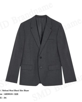 Calvin Klein เสื้อเบลเซอร์ผู้ชาย รุ่น Refined Wool Blend Slim Blazer Code: 40EM591 QQE