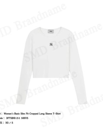 MLB เสื้อครอปแขนยาวผู้หญิง รุ่น Women's Basic Slim Fit Cropped Long Sleeve T-Shirt Code: 3FTSB0151 50IVS