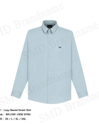 Emporio Armani  เสื้อเชิ้ตแขนยาวผู้ชาย รุ่น Long-Sleeved Stretch Shirt Code: 8N1C09 1NI9Z 0785