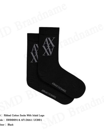 Armani Exchange ถุงเท้า รุ่น Ribbed Cotton Socks With Inlaid Logo Code: XW000914 AF13661 UC001
