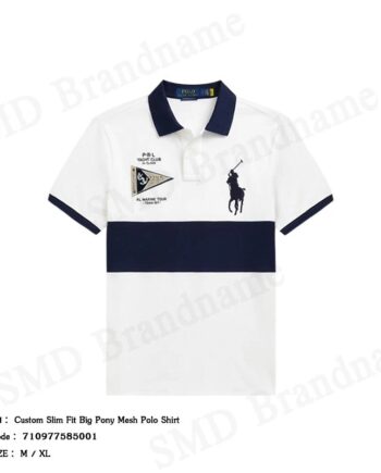 Polo Ralph Lauren เสื้อโปโลผู้ชาย รุ่น Custom Slim Fit Big Pony Mesh Polo Shirt Code: 710977585001