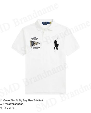 Polo Ralph Lauren เสื้อโปโลผู้ชาย รุ่น Custom Slim Fit Big Pony Mesh Polo Shirt Code: 710977583003