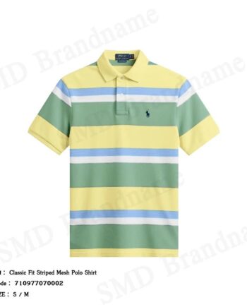 Polo Ralph Lauren เสื้อโปโลผู้ชาย รุ่น Classic Fit Striped Mesh Polo Shirt Code: 710977070002