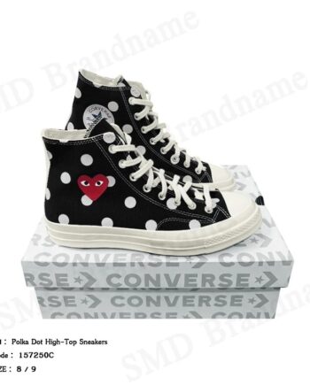Play Comme des Garçons x Converse รองเท้าผ้าใบ รุ่น Polka Dot High-Top Sneakers Code: 157250C