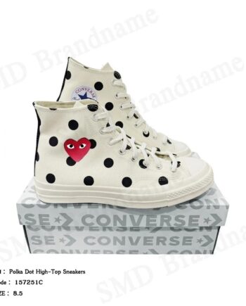 Play Comme des Garçons x Converse รองเท้าผ้าใบ รุ่น Polka Dot High-Top Sneakers Code: 157251C