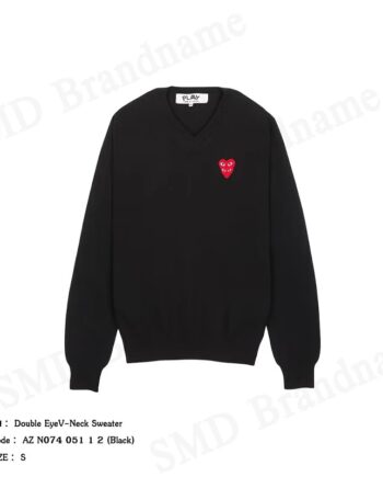 Play Comme des Garçons เสื้อสเวตเตอร์ผู้ชาย รุ่น Double Eye V-Neck Sweate Code: AZ N074 051 1 2 (Black)