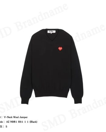 Play Comme des Garçons เสื้อสเวตเตอร์ผู้หญิง รุ่น V-Neck Wool Jumper Code: AZ N081 051 1 1 (Black)