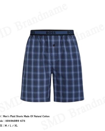 Hugo Boss กางเกงขาสั้นผู้ชาย รุ่น Men's Plaid Shorts Made Of Natural Cotton Code: 50496089 475
