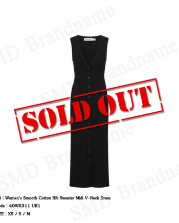 Calvin Klein ชุดเดรสผู้หญิง รุ่น Women's Smooth Cotton Rib Sweater Midi V-Neck Dress Code: 40WK311 UB1