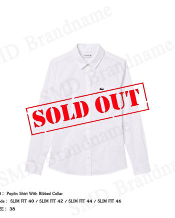 Lacoste เสื้อเชิ้ตแขนยาวผู้หญิง รุ่น Poplin Shirt With Ribbed Collar Code: CF3462 10 001