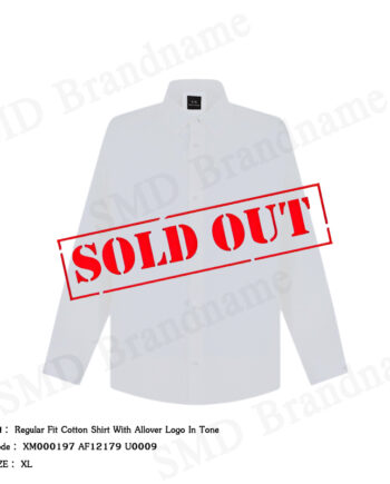 Armani Exchange เสื้อเชิ้ตแขนยาวผู้ชาย รุ่น Regular Fit Cotton Shirt With Allover Logo In Tone Code: XM000197 AF12179 U0009