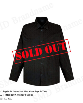 Armani Exchange เสื้อเชิ้ตแขนยาวผู้ชาย รุ่น Regular Fit Cotton Shirt With Allover Logo In Tone Code: XM000197 AF12179 UB001