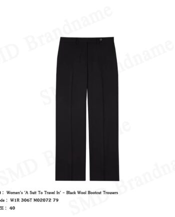 Paul Smith กางเกงสแล็คผู้หญิง รุ่น Women's 'A Suit To Travel In' - Black Wool Bootcut Trousers Code: W1R 306T M02072 79