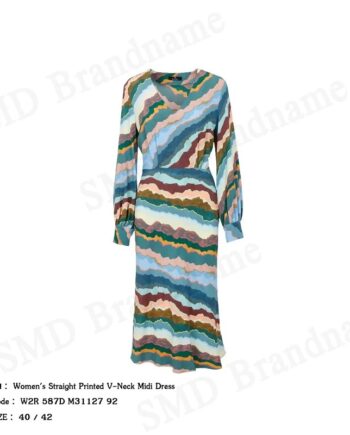PS Paul Smith ชุดเดรสผู้หญิง รุ่น Women's Straight Printed V-Neck Midi Dress Code: W2R 587D M31127 92