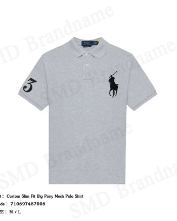 Polo Ralph Lauren เสื้อโปโลผู้ชาย รุ่น Custom Slim Fit Big Pony Mesh Polo Shirt Code: 710697457005