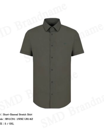 Emporio Armani  เสื้อเชิ้ตแขนสั้นผู้ชาย รุ่น Short-Sleeved Stretch Shirt Code: 8N1C91 1NI9Z U8142