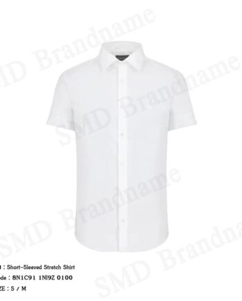 Emporio Armani  เสื้อเชิ้ตแขนสั้นผู้ชาย รุ่น Short-Sleeved Stretch Shirt Code: 8N1C91 1NI9Z 0100