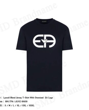 Emporio Armani เสื้อยืดคอกลมผู้ชาย รุ่น Lyocell Blend Jersey T-Shirt With Oversized EA Logo Code: 8N1TF6 1JUVZ 0920