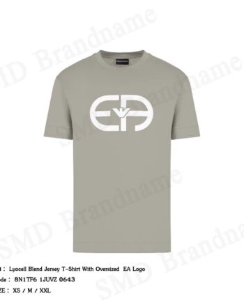 Emporio Armani เสื้อยืดคอกลมผู้ชาย รุ่น Lyocell Blend Jersey T-Shirt With Oversized  EA Logo Code: 8N1TF6 1JUVZ 0643