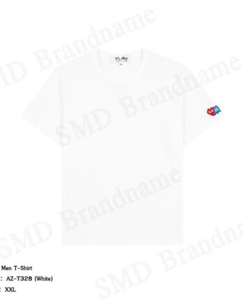 Play Comme des Garçons เสื้อยืดคอกลมผู้ชาย รุ่น Men T-Shirt Code: AZ-T328 (White)