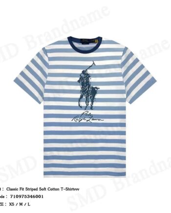 Polo Ralph Lauren เสื้อยืดคอกลมผู้ชาย รุ่น Classic Fit Striped Soft Cotton T-Shirt Code: 710975346001