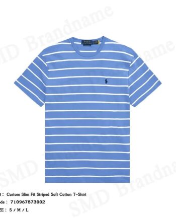 Polo Ralph Lauren เสื้อยืดคอกลมผู้ชาย รุ่น Custom Slim Fit  Striped Soft Cotton T-Shirt Code: 710967873002