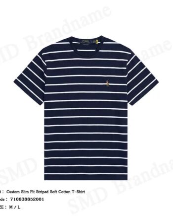 Polo Ralph Lauren เสื้อยืดคอกลมผู้ชาย รุ่น Custom Slim Fit  Striped Soft Cotton T-Shirt Code: 710838852001