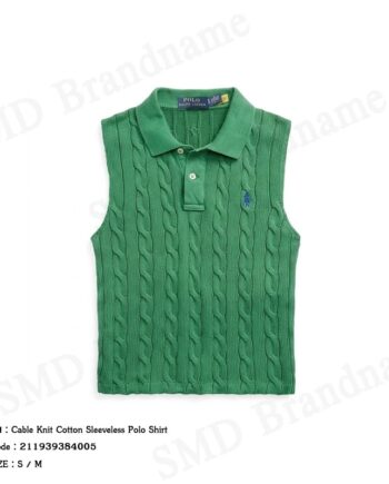 Polo Ralph Lauren เสื้อกั๊กผู้หญิง รุ่น Cable Knit Cotton Sleeveless Polo Shirt Code: 211939384005