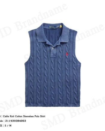 Polo Ralph Lauren เสื้อกั๊กผู้หญิง รุ่น Cable Knit Cotton Sleeveless Polo Shirt Code: 211939384003