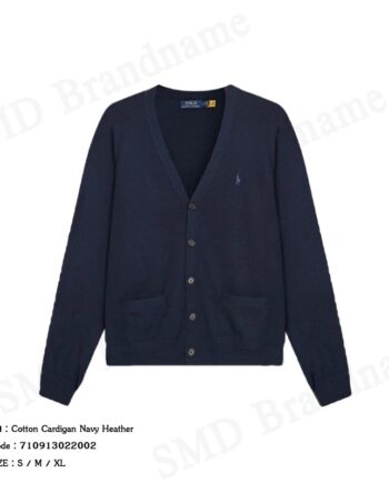 Polo Ralph Lauren เสื้อคาร์ดิแกนผู้ชาย รุ่น Cotton Cardigan Navy Heather Code: 710913022002