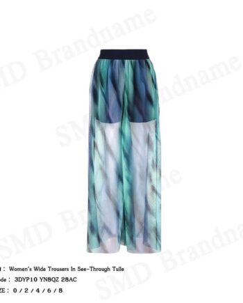 Armani Exchange กางเกงขายาวผู้หญิง รุ่น Women's Wide Trousers In See-Through Tulle Code: 3DYP10 YN8QZ 28AC