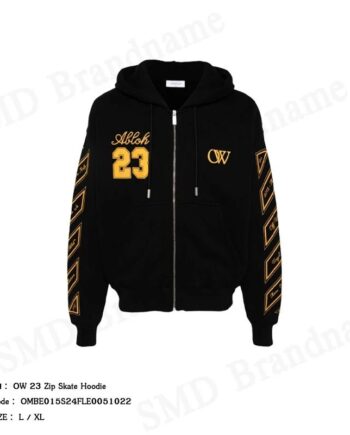 Off-White เสื้อสเวตเตอร์ผู้ชาย รุ่น OW 23 Zip Skate Hoodie Code: OMBE015S24FLE0051022