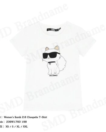 Karl Lagerfeld เสื้อยืดคอกลมผู้หญิง รุ่น Women's Ikonik 2.0 Choupette T-Shirt Code 230W1703 100