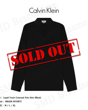 CK Calvin Klein เสื้อโปโลชาย รุ่น Liquid Touch Crewneck Polo Shirt (Black) Code: 0842K M728TC