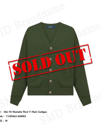 Polo Ralph Lauren เสื้อคาร์ดิแกนผู้ชาย รุ่น Slim Fit Washable Wool V-Neck Cardigan Code: 710946144003